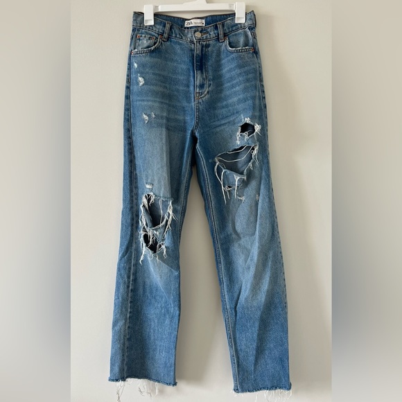 Zara Jeans Zara Distressed 9s Full Length Jeans In Size 4 Poshmark